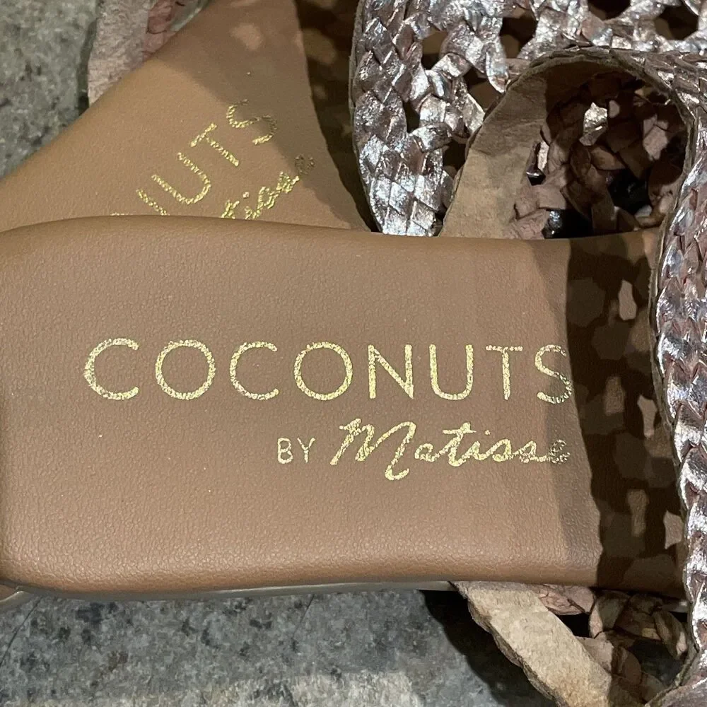 Coconuts By Matisse Island Gold Woven Leather Every Sandal Mule Shoe Womens 6M